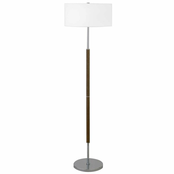 Henn & Hart Simone 2-Bulb Floor Lamp, Polished Nickel & Rustic Oak FL1160
